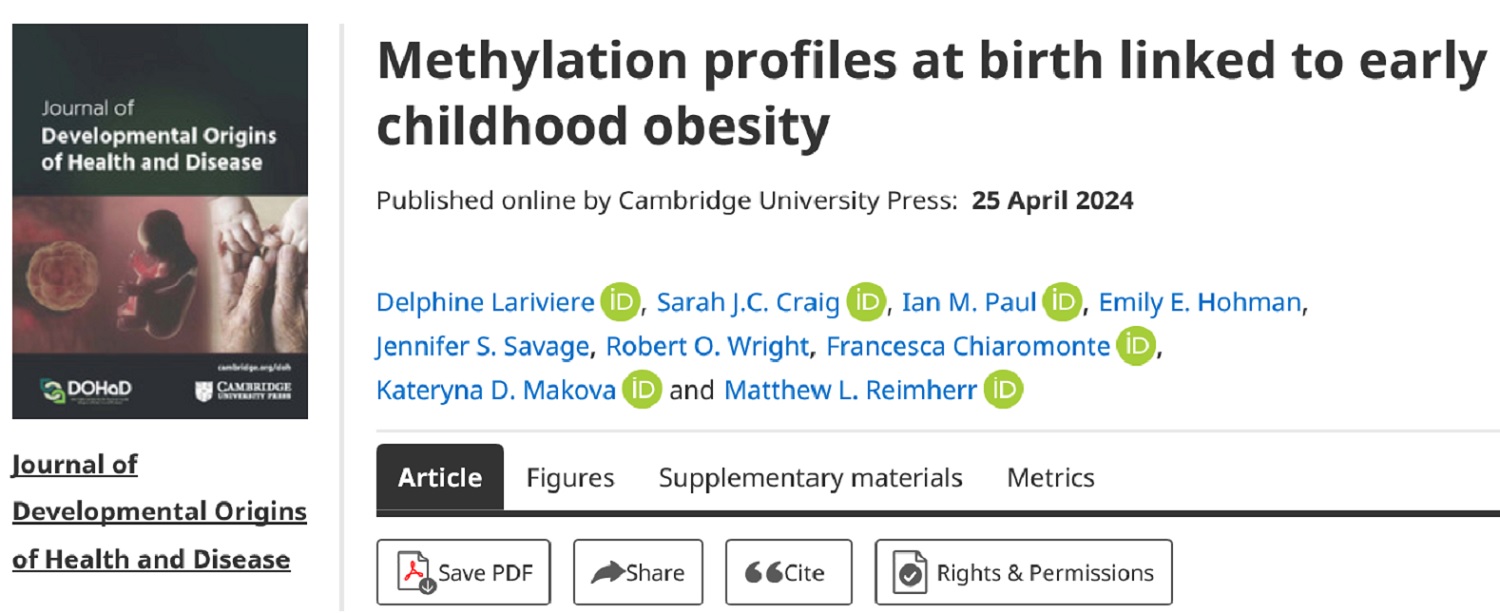 Article Share: Methylation profiles at birth linked to early childhood obesity